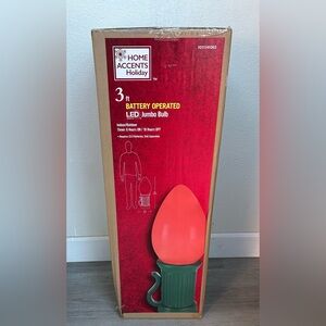 Home Accents Holiday 3 Ft LED Red Jumbo Bulb Battery Operated New Fast Ship